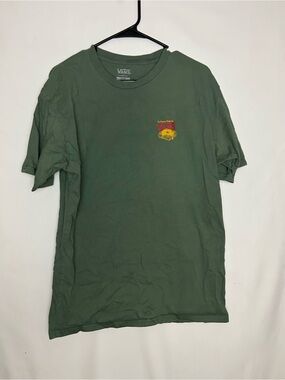 Vans Olive Green Short Sleeve T-Shirt with Yellow & Red Chest Logo